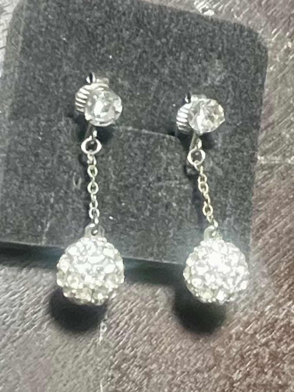 Dainty Silver Crystal Drop Earrings - Rhinestones